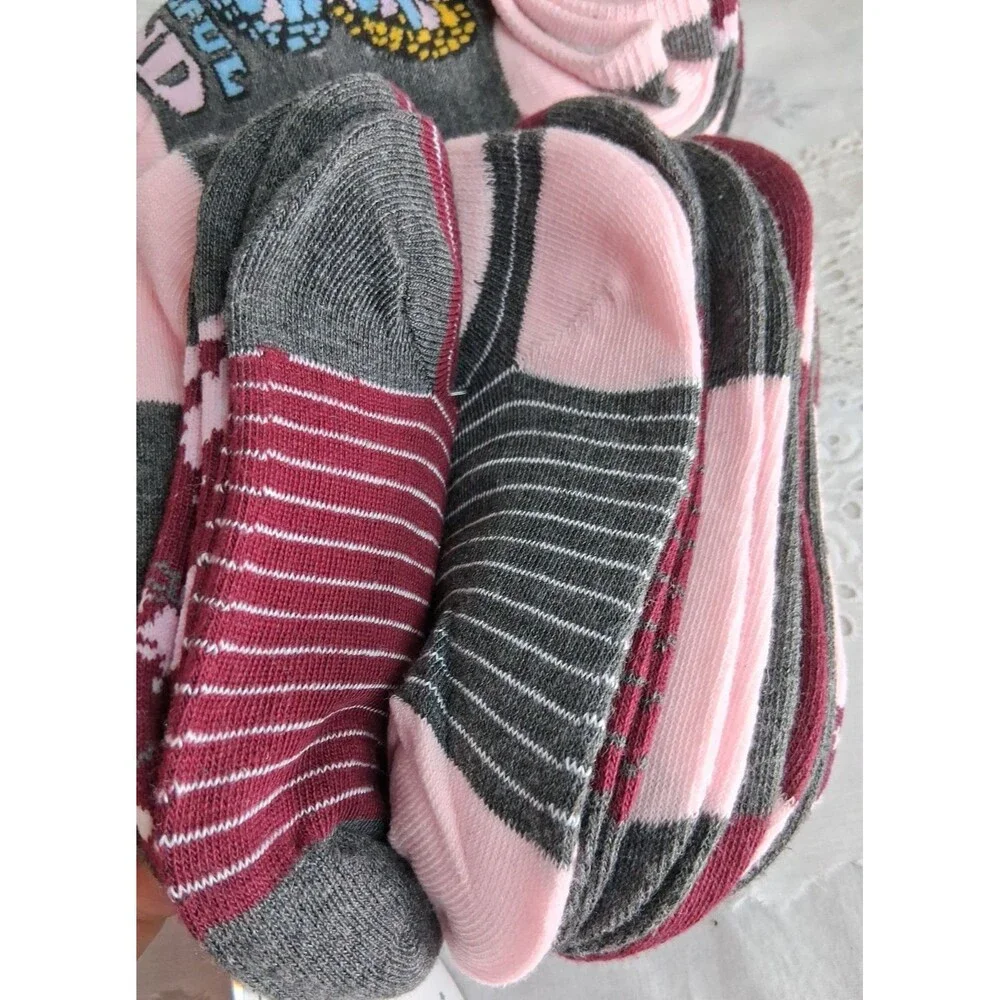 20pr Love Yourself 4-6.5 No Show Socks Girls Butterfly Stripes School Casual